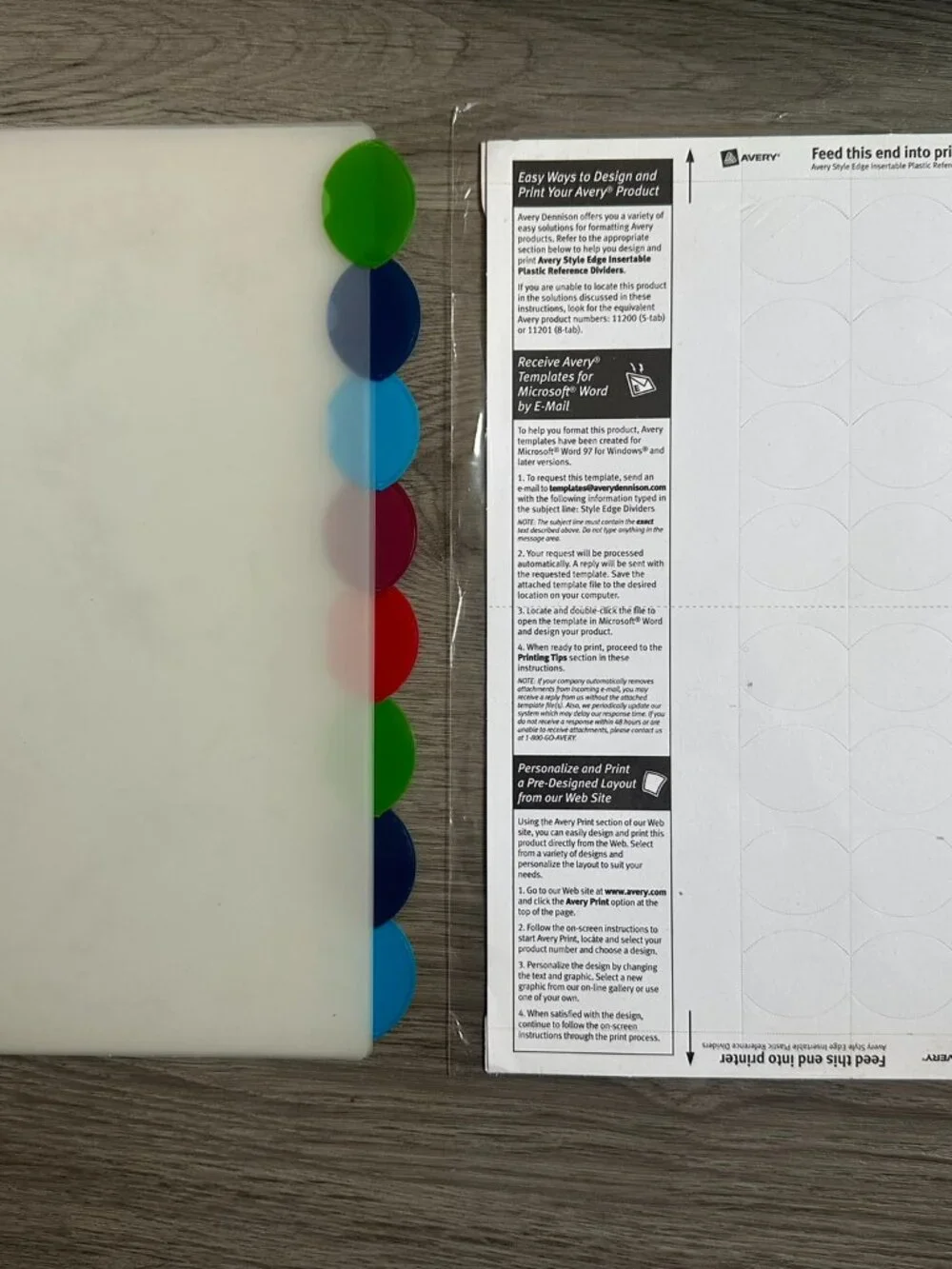 Avery Insertable Dividers for 3 Hole Binder 8 Tabs 11231 - Clear / Color - Round